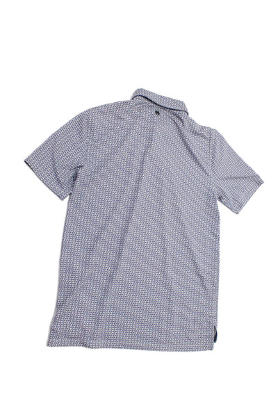 Grayson Childrens Boys Printed Short Sleeves Polo Shirt White Lavender Size 12-1