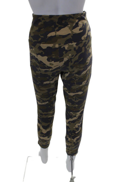 Lysse Womens Textured Elastic Waistband Camo Printed Slim Leggings Green Size L