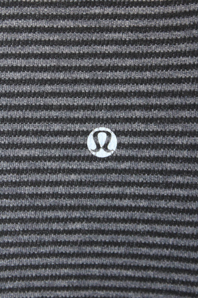 Lululemon Womens Long Sleeves Fitted Athletic Black Striped Workout Top Size S