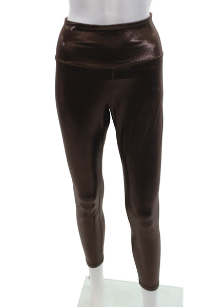 Athleta Women's High Waist Metallic Full Length Shiny Legging Brown Size L