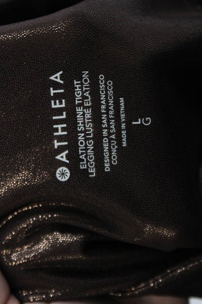 Athleta Women's High Waist Metallic Full Length Shiny Legging Brown Size L