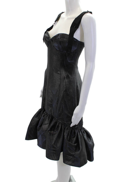 Bach Mai Womens Bustier Mini Volant Gown - Black Size 0