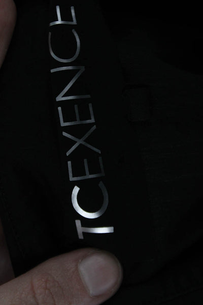 TCEXENCE Womens Button Front Short Sleeve Collared Shirt Black Cotton Size 14