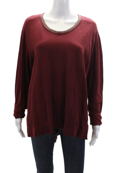 Wilt Womens Long Sleeve Scoop Neck Oversized Sweatshirt Red Cotton Size Large