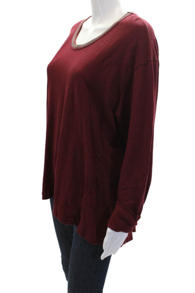Wilt Womens Long Sleeve Scoop Neck Oversized Sweatshirt Red Cotton Size Large