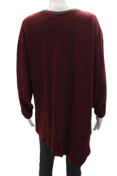 Wilt Womens Long Sleeve Scoop Neck Oversized Sweatshirt Red Cotton Size Large