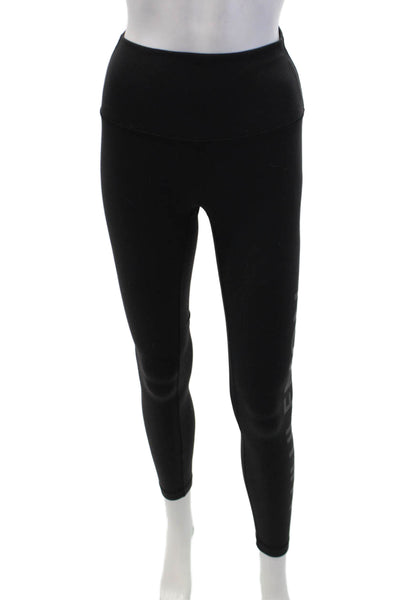 Lululemon Womens High Rise Side Logo Athletic Ankle Leggings Black Size 4