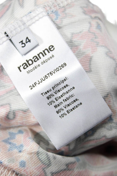 rabanne Womens Paisley Pierced Gathered Skirt - Cachemire Crème Size 34