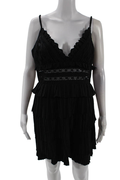 Sea Womens Antonina Solid Cotton Tiered Dress - Black Size 14