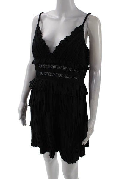 Sea Womens Antonina Solid Cotton Tiered Dress - Black Size 14