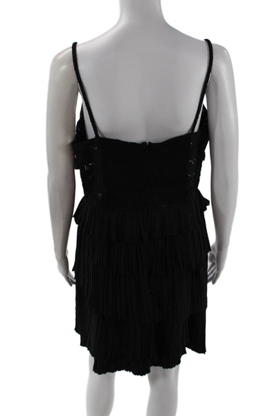 Sea Womens Antonina Solid Cotton Tiered Dress - Black Size 14