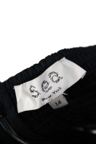 Sea Womens Antonina Solid Cotton Tiered Dress - Black Size 14