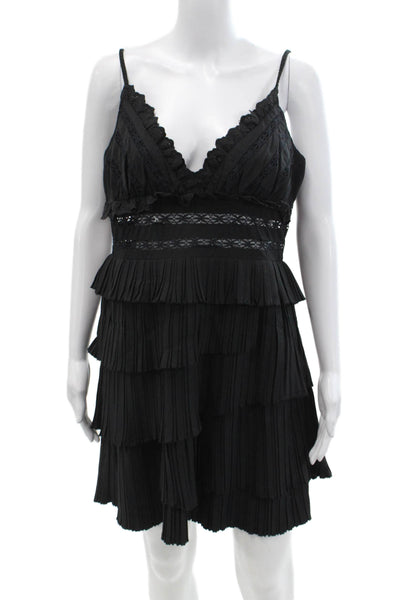 Sea Womens Antonina Solid Cotton Tiered Dress - Black Size 12