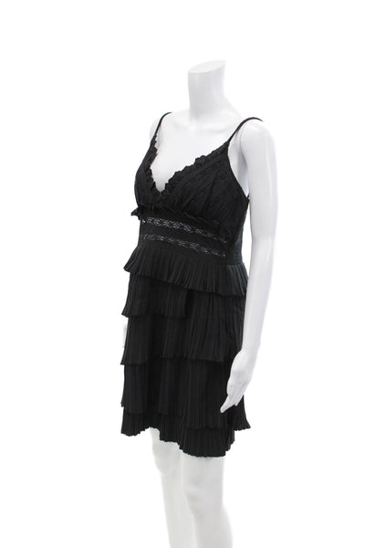 Sea Womens Antonina Solid Cotton Tiered Dress - Black Size 12