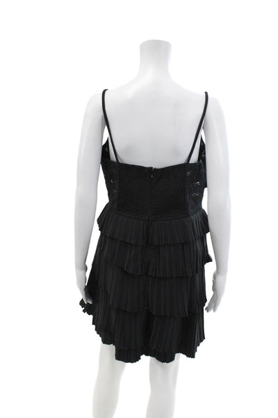 Sea Womens Antonina Solid Cotton Tiered Dress - Black Size 12