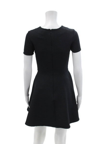 Opening Ceremony Womens Zip Up Short Sleeve Crew Neck A Line Dress Black Medium
