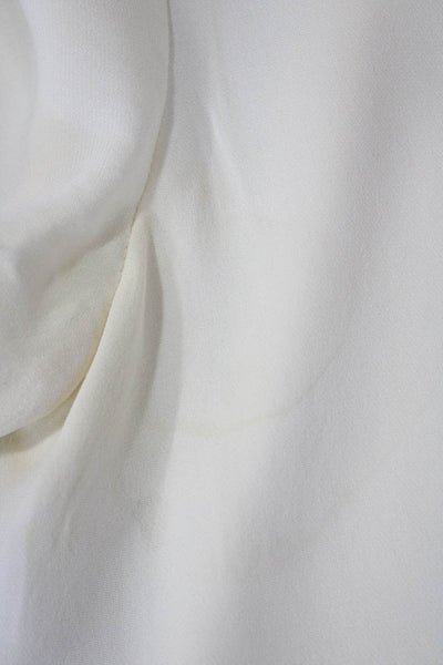 Theory Women's Round Neck Short Sleeves Silk Basic Blouse Beige Size S