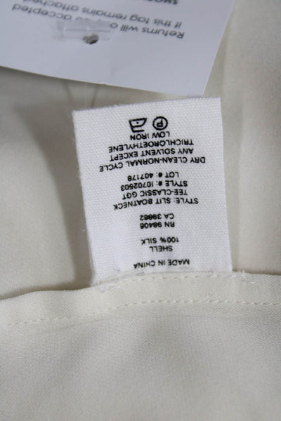 Theory Women's Round Neck Short Sleeves Silk Basic Blouse Beige Size S