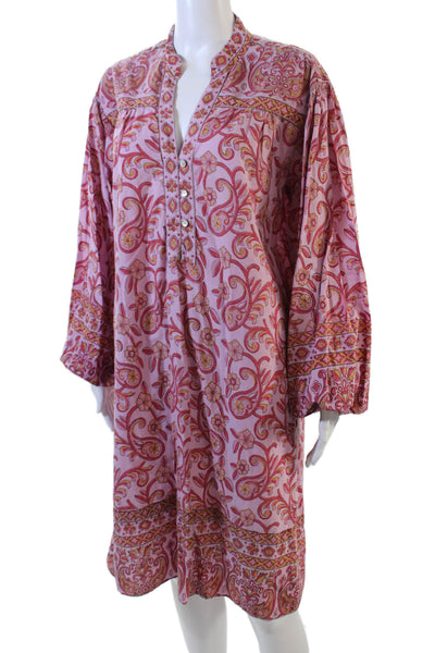 Boteh Womens Cotton Filigree Floral Print Peasant Sleeve Dress Pink Size 3