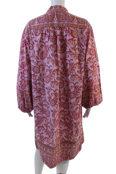 Boteh Womens Cotton Filigree Floral Print Peasant Sleeve Dress Pink Size 3