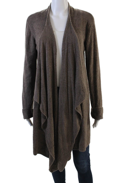 Barefoot Dreams Womens Long Sleeve Textured Open Front Cardigan Brown Size XL