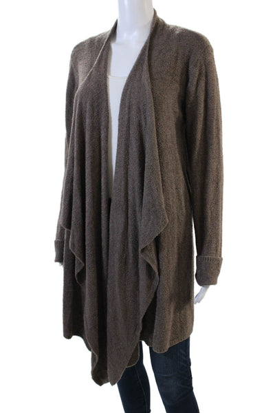 Barefoot Dreams Womens Long Sleeve Textured Open Front Cardigan Brown Size XL
