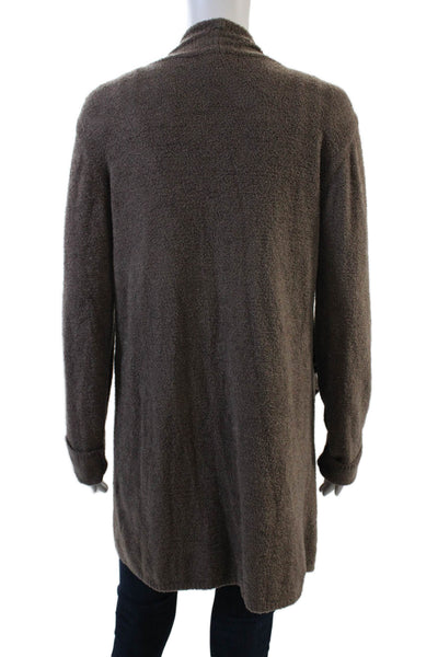Barefoot Dreams Womens Long Sleeve Textured Open Front Cardigan Brown Size XL