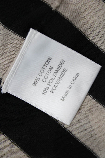 Tory Burch Womens Cotton Boat Neck Long Sleeve Striped Top Black Size M