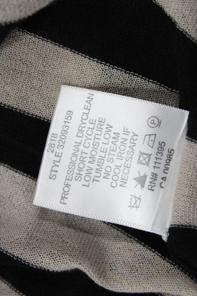 Tory Burch Womens Cotton Boat Neck Long Sleeve Striped Top Black Size M