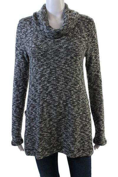 Splendid Womens Knitted Side Slit Long Sleeve Mock Neck Sweater Gray Size S