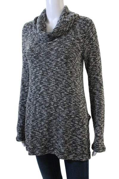 Splendid Womens Knitted Side Slit Long Sleeve Mock Neck Sweater Gray Size S