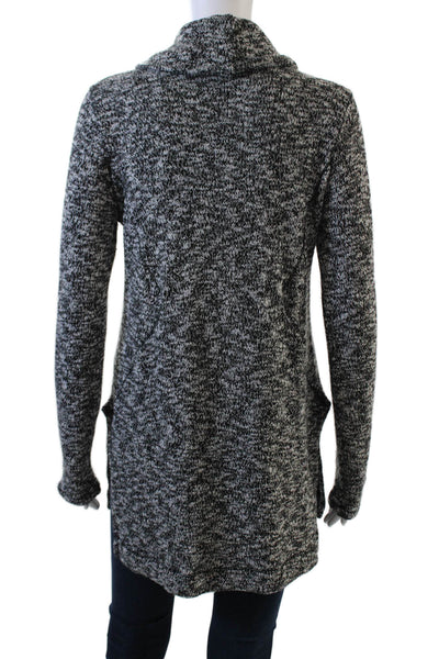 Splendid Womens Knitted Side Slit Long Sleeve Mock Neck Sweater Gray Size S