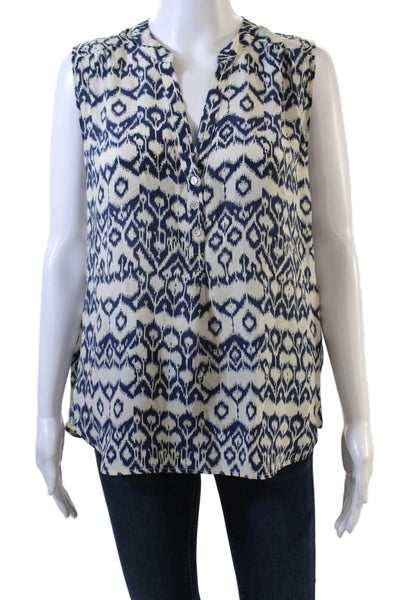 Brochu Walker Womens Silk Buttoned Detail Sleeveless Blouse White Size M