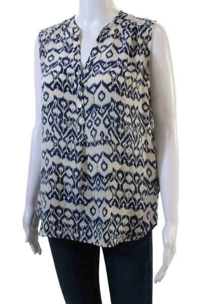 Brochu Walker Womens Silk Buttoned Detail Sleeveless Blouse White Size M