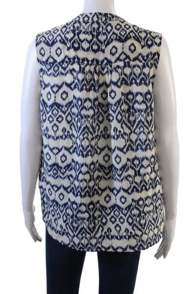 Brochu Walker Womens Silk Buttoned Detail Sleeveless Blouse White Size M