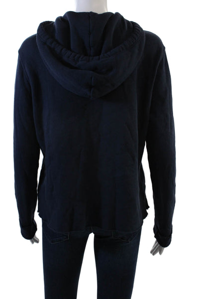 SOL ANGELES Womens Cotton Amore Graphic Raw Hem Hoodie Dark Blue Size S