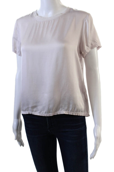 Nation LTD Womens Short Sleeve Crew Neck Satin T-Shirt Light Pink Size S