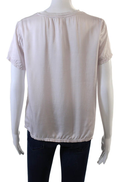 Nation LTD Womens Short Sleeve Crew Neck Satin T-Shirt Light Pink Size S