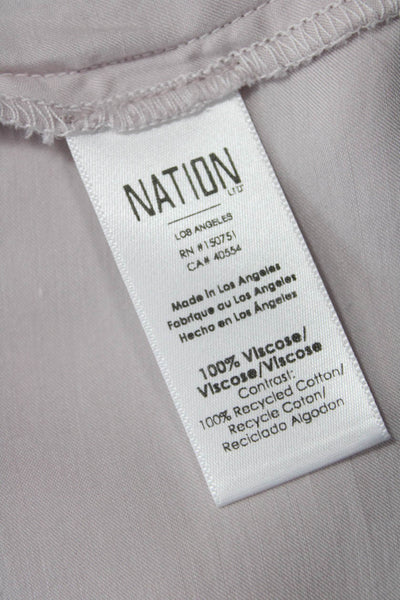Nation LTD Womens Short Sleeve Crew Neck Satin T-Shirt Light Pink Size S