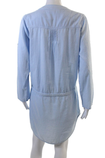 Heide Klein Womens Cotton Tasseled Pleated Front Tunic Top Light Blue Size S