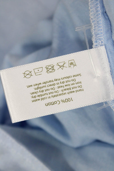 Heide Klein Womens Cotton Tasseled Pleated Front Tunic Top Light Blue Size S