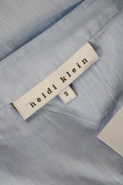 Heide Klein Womens Cotton Tasseled Pleated Front Tunic Top Light Blue Size S