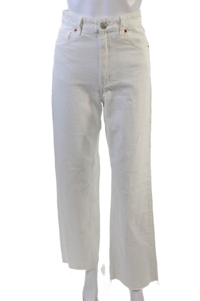 Zara Women's High Waist Five Pocket Straight Leg Jean Pants White Size 2