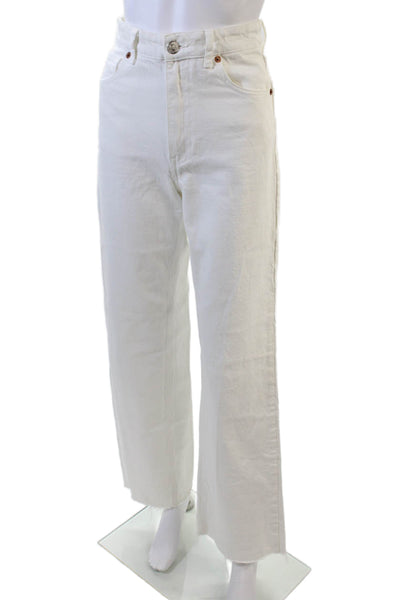 Zara Women's High Waist Five Pocket Straight Leg Jean Pants White Size 2