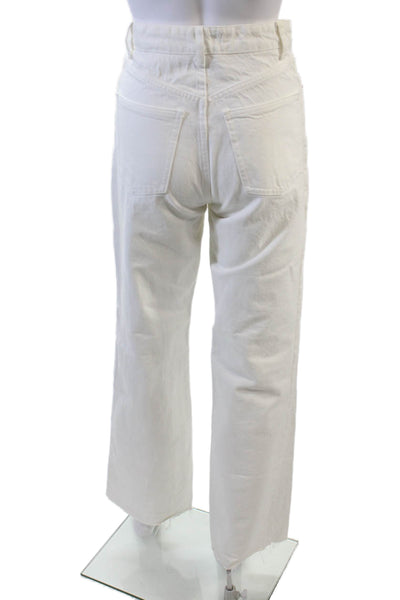 Zara Women's High Waist Five Pocket Straight Leg Jean Pants White Size 2