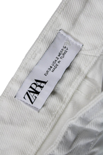 Zara Women's High Waist Five Pocket Straight Leg Jean Pants White Size 2