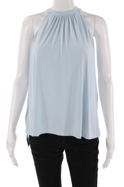 Susana Monaco Womens Sleeveless Halter Neck Blouse Sky Blue Size Small