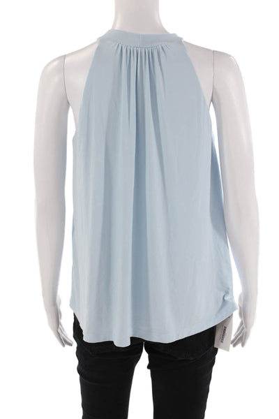 Susana Monaco Womens Sleeveless Halter Neck Blouse Sky Blue Size Small