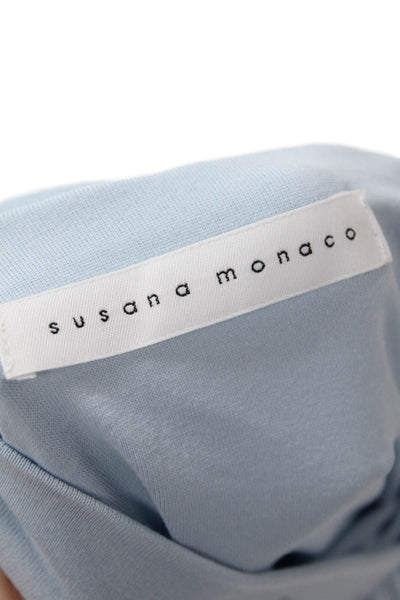 Susana Monaco Womens Sleeveless Halter Neck Blouse Sky Blue Size Small