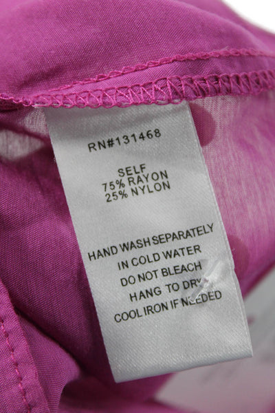 Fate. Womens Long Ruffled Balloon Sleeves Button Down Blouse Pink Size Medium